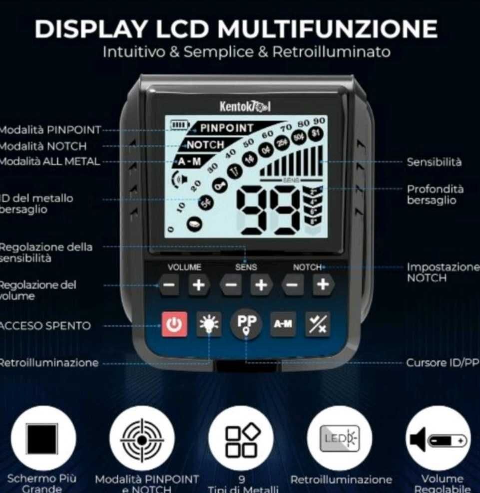KENTOKTOOL G22 професионален водоустойчив метал детектор с LCD дисплей