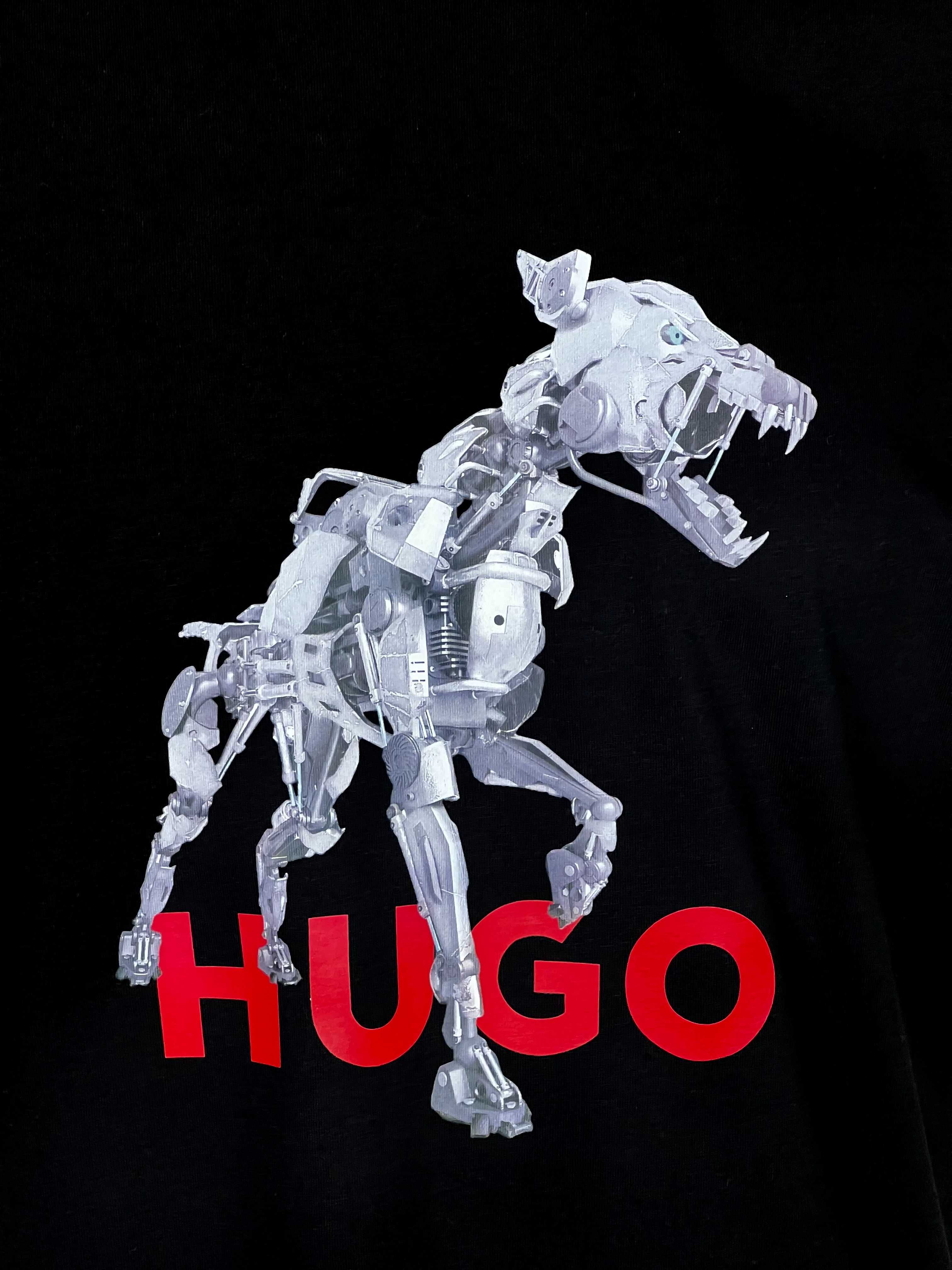 Hugo Boss черна тениска щампа ROBODOG размери S XL XXL