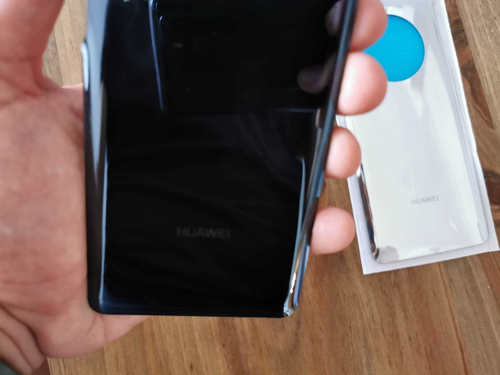 Capac Huawei Mate 40 Pro negru sticla + adeziv carcasa  spate