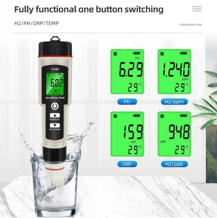 4в1 ORP Метър H2 Метър PH Метър с Термометър с Автоматична Компенсация
