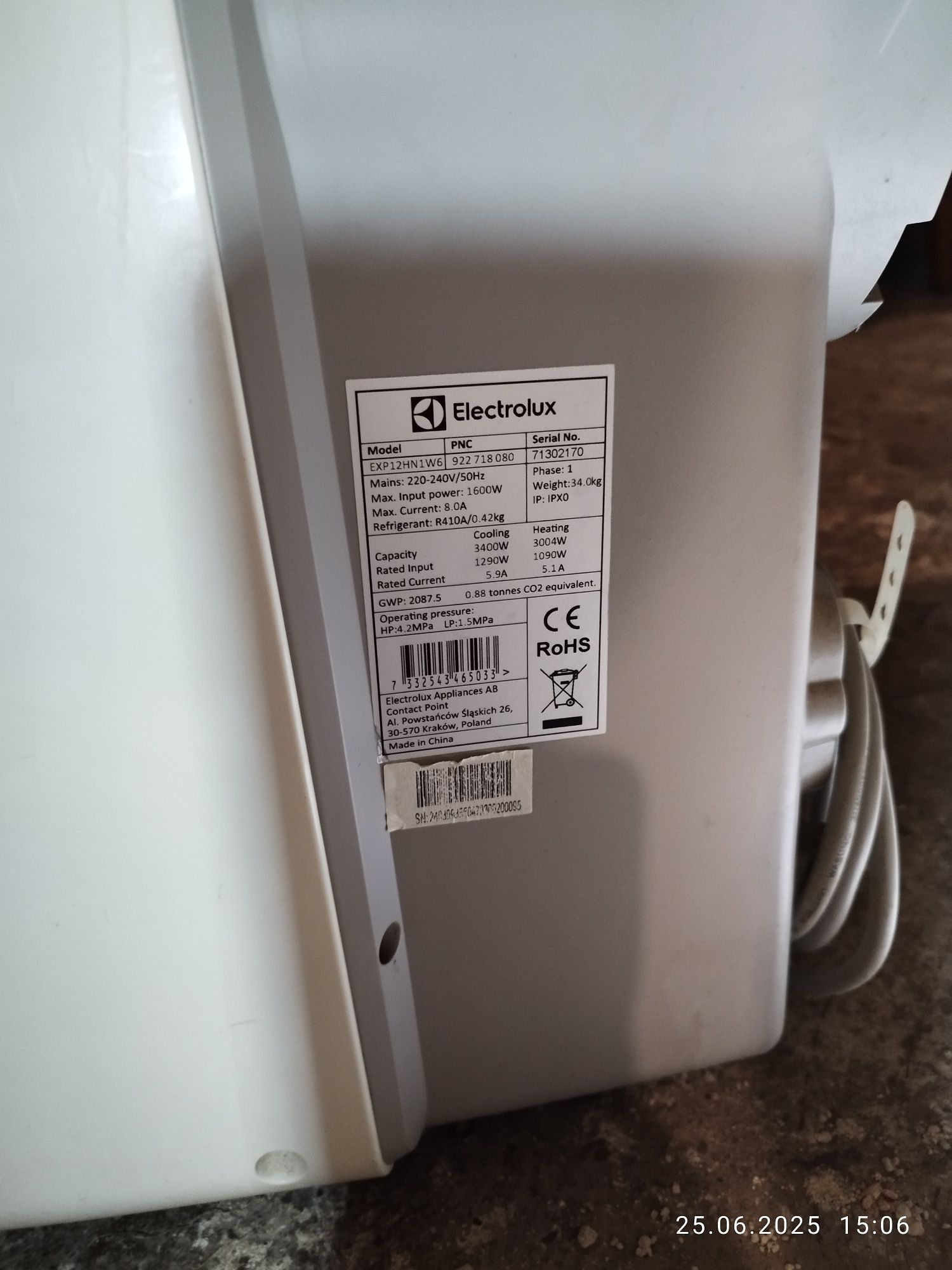 Aer condiționat mobil Electrolux 12000BTU