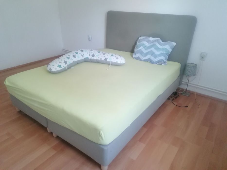 Pat boxspring gri, dimensiune 160 x 200 cm - pret 1700 lei