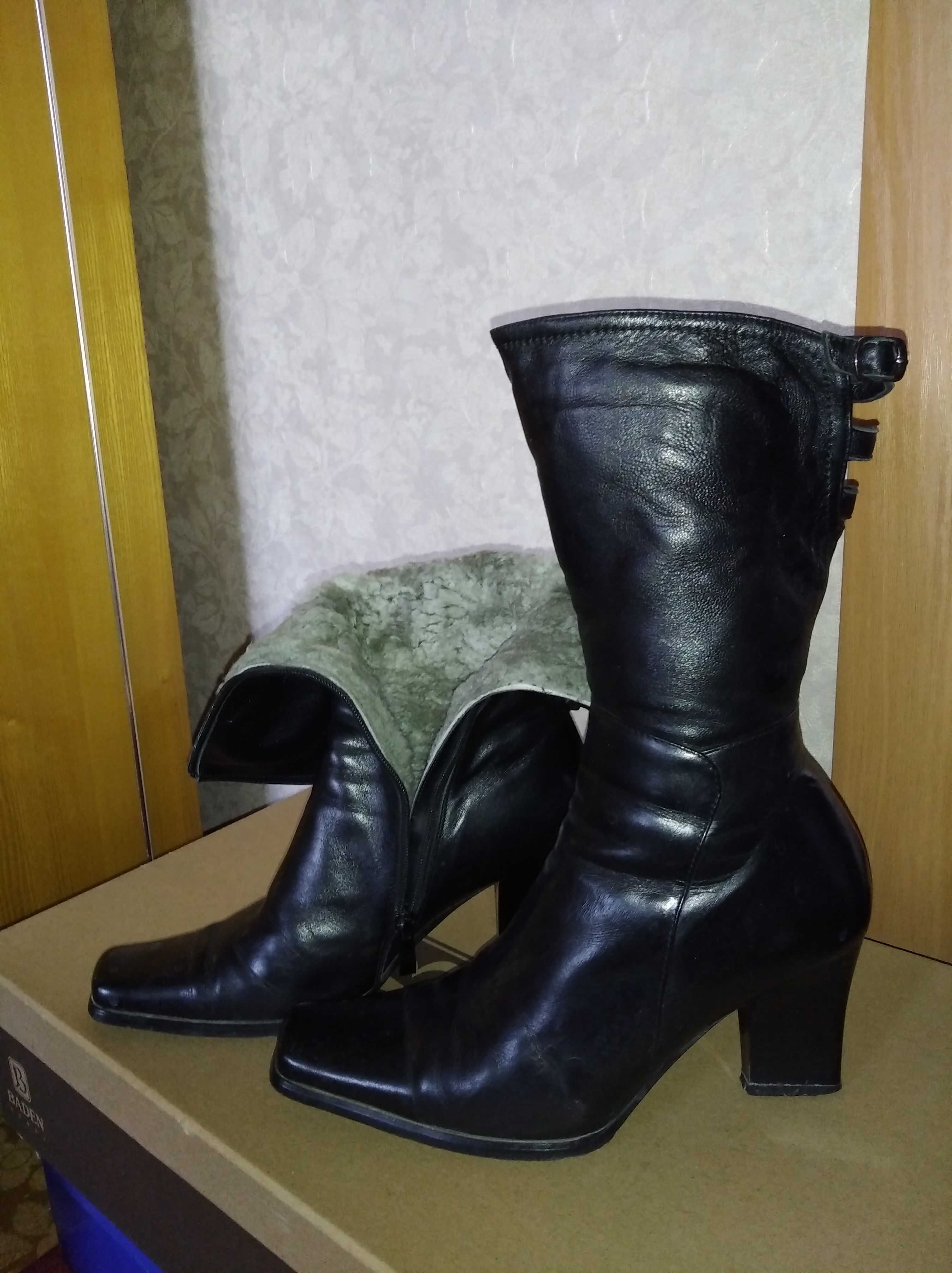 Продам женские сапоги зимние на каблуке. Натур кожа, цигейка, 37 р