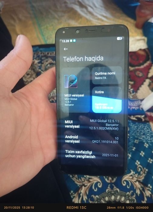 Redmi 7A tiniq ayb yoq hama joyi radnoy