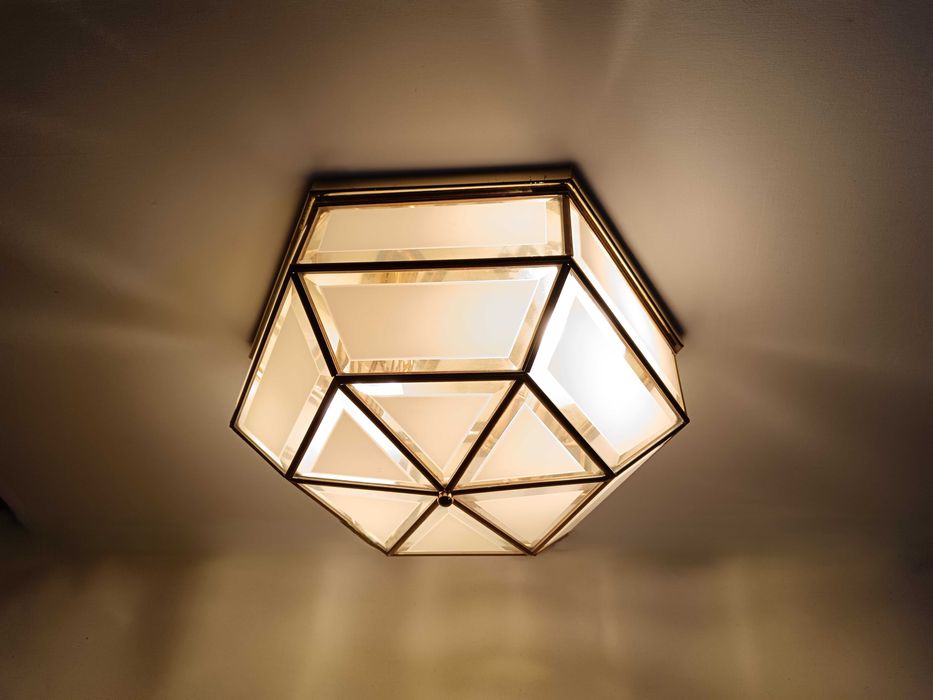 Plafoniera hexagonală, stil Tiffany, Mid Century, vintage