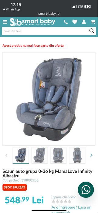 Scaun auto grupa 0-36 kg MamaLove Infinity Albastru