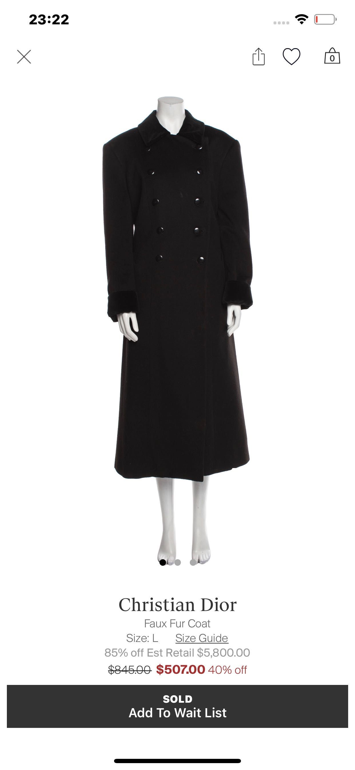 Christian Dior,           Faux Fur Coat Rare Vintage, пальто за 5,800