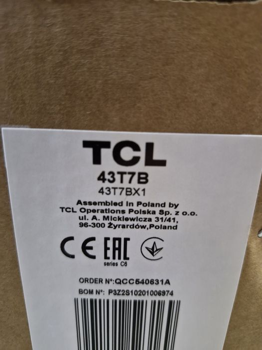 Televizor QLED TCL 43T7B, 108 cm, Smart Google TV, 4K Ultra HD