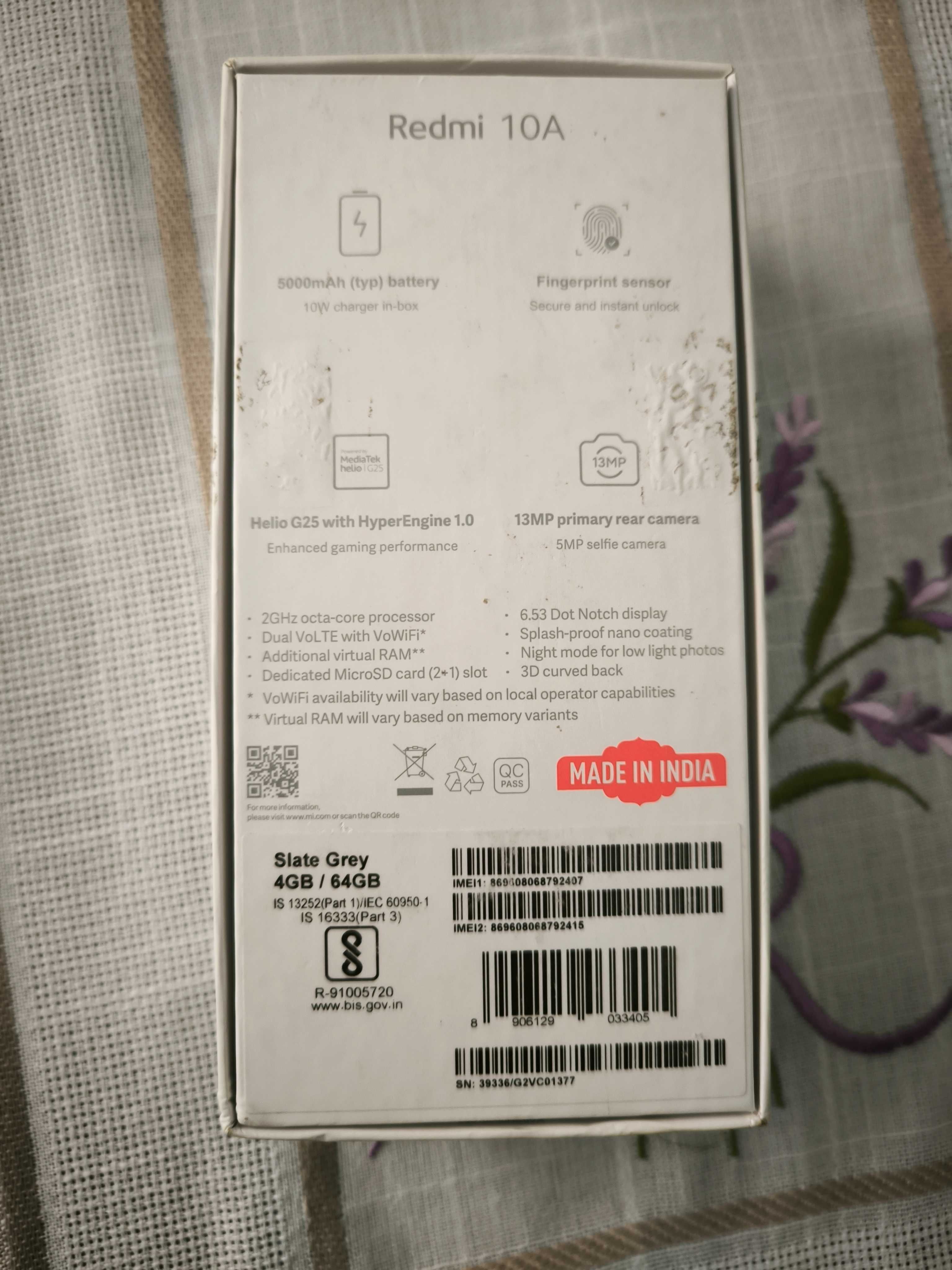Redmi 10A , 64 Gb memorie interna , 4+1 giga ram , IMPECABIL !