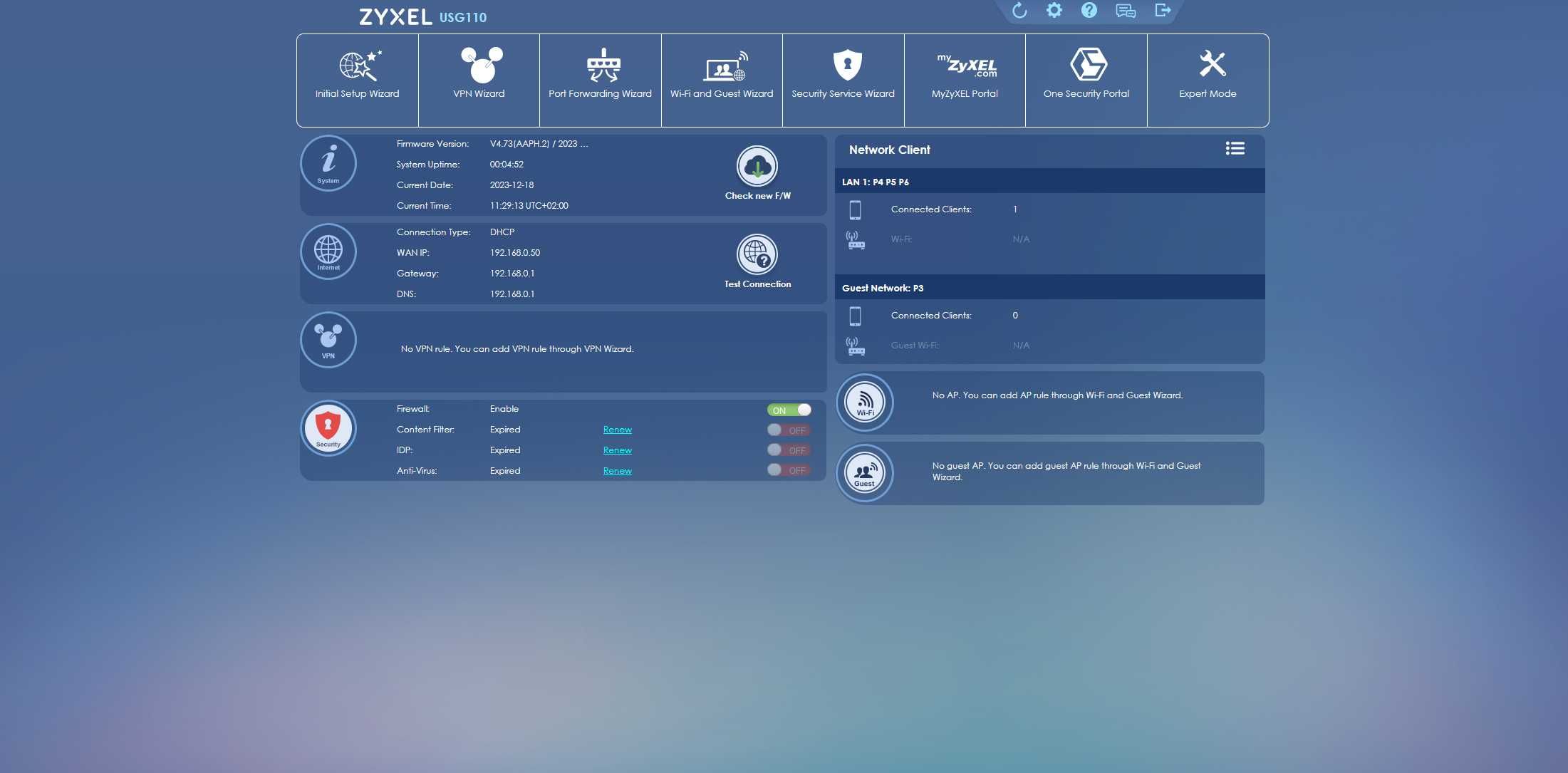 switch router firewall Zyxel USG110 Unified Security Gateway