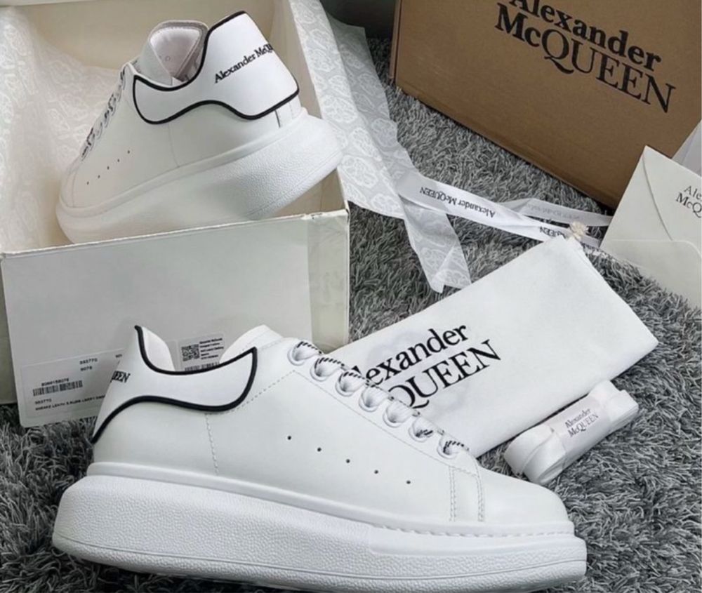 Adidasi Alexander Mcqueen alb/negru dungi piele naturala EXPOSY