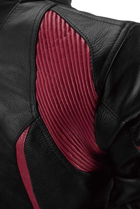 Geacă Moto Damă Piele cu Protecții Nivel 2, PES, Negru/Roz