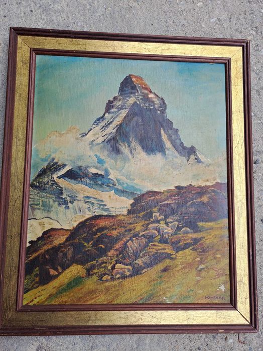 tablou pictura pe lemn 59/49 cm karl kolar 1947