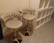 2x Scaune bar culare crem si auriu - NEFOLOSITE
