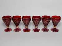 Рюмки Богемия рубиновое стекло (травление, золото) 6 штук