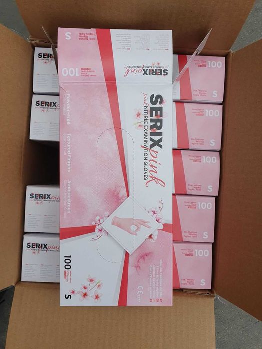 Нитрилни розови ръкавици