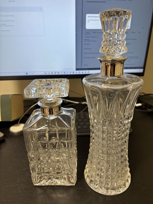 Sticle recipiente vase cristal pentru whisky, vin, Gat Argint 925