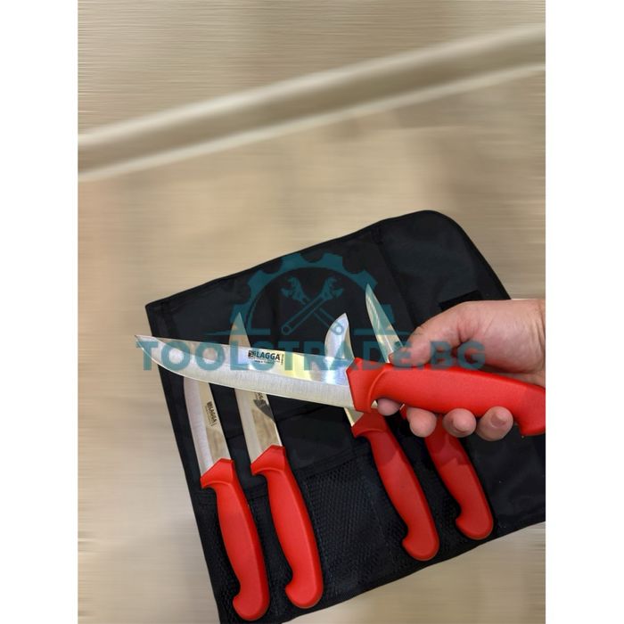 Професионални турски месарски ножове комплект в калъф 5 броя