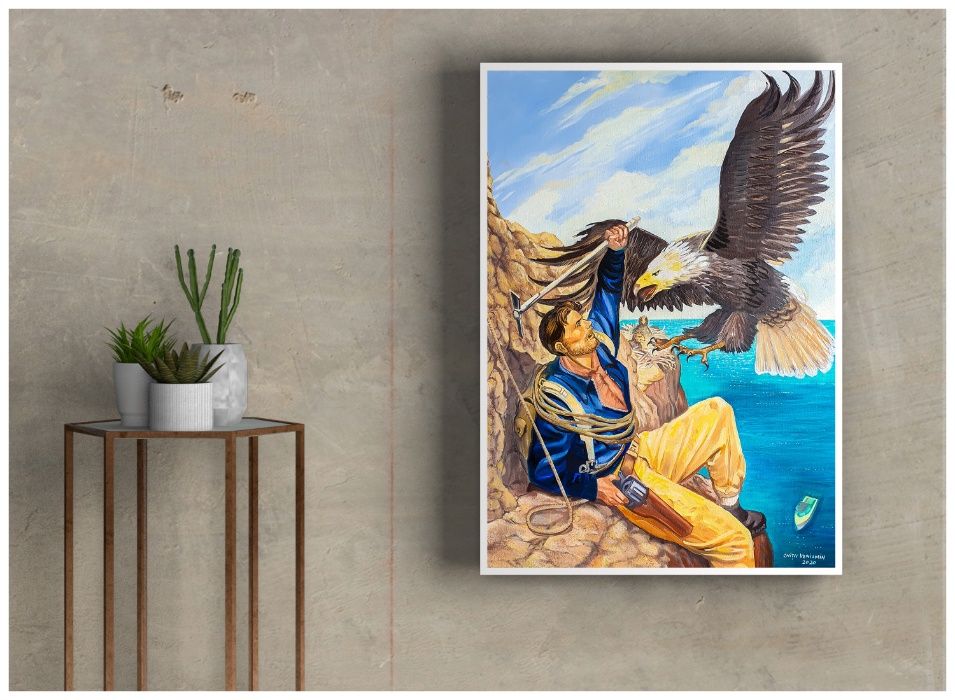 Pictura, Tablou pe panza in ulei, vulturul 50x70