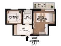 Apartament SPATIOS de 2 camere zona Brestei