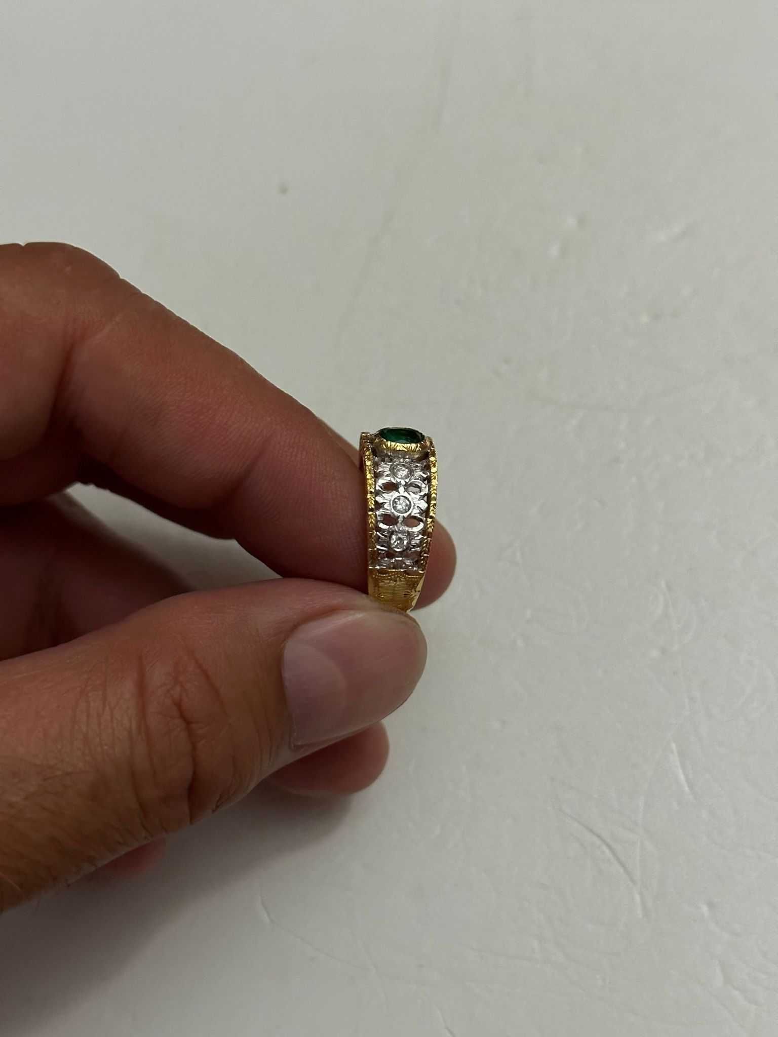INEL AUR 18K + 6 Diamante + Smarald - De firma - BUCCELLATI - Vintage!