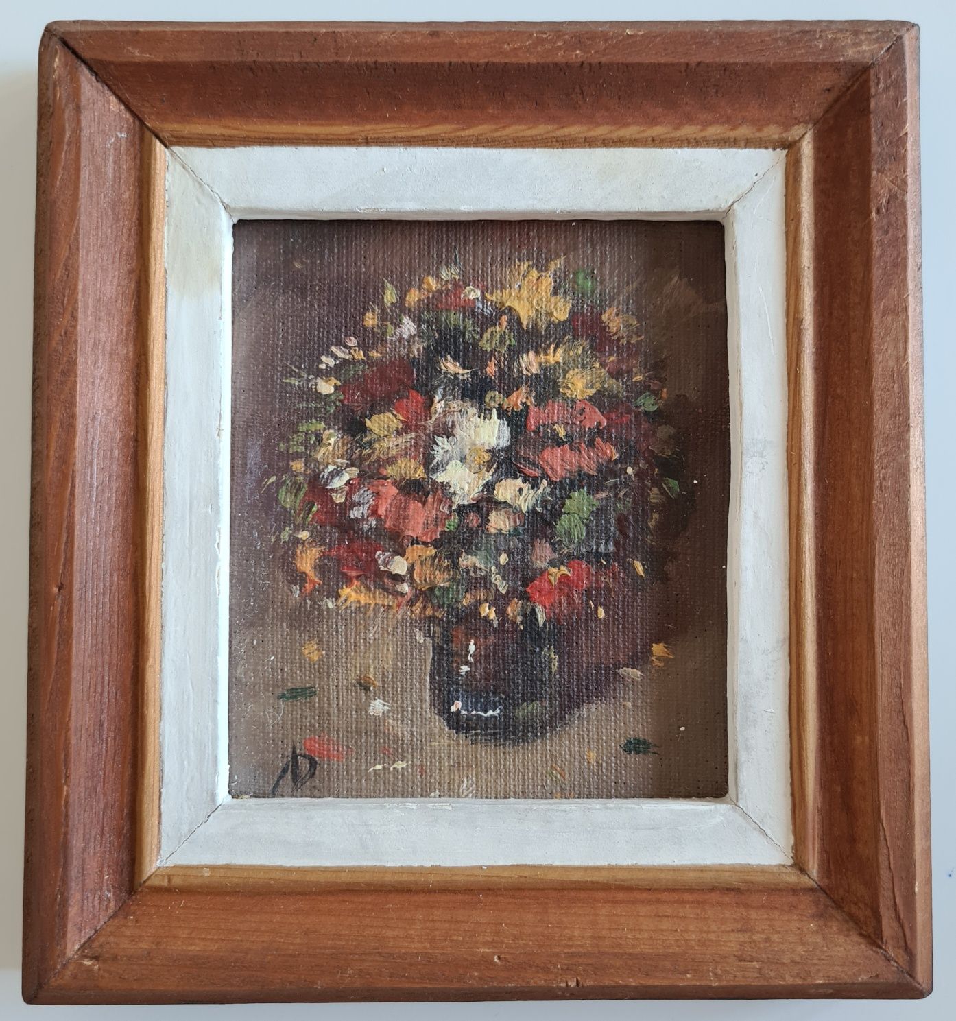 Картина, Ваза с цветя, маслени бои, Любомир Дойчев, 16х18 см.