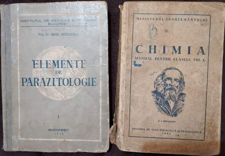65 lei - Set 2 cărți: cartea "Chimia", manual pentru cls 8-10, an 1954