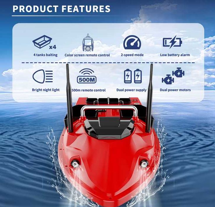 Последен модел лодка за захранка Flytec V803