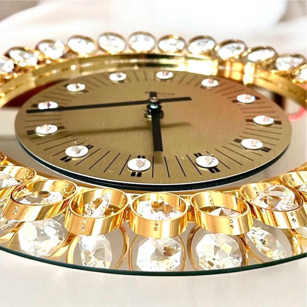 Ceas de perete Junghans Quartz vintage anii 70 aurit cu 43 cristale