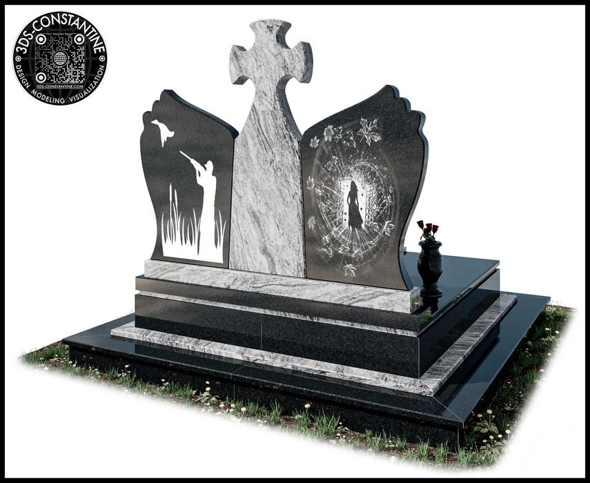 Monumente funerare-modelare și vizualizare 3D. Dimensiuni, gravură.