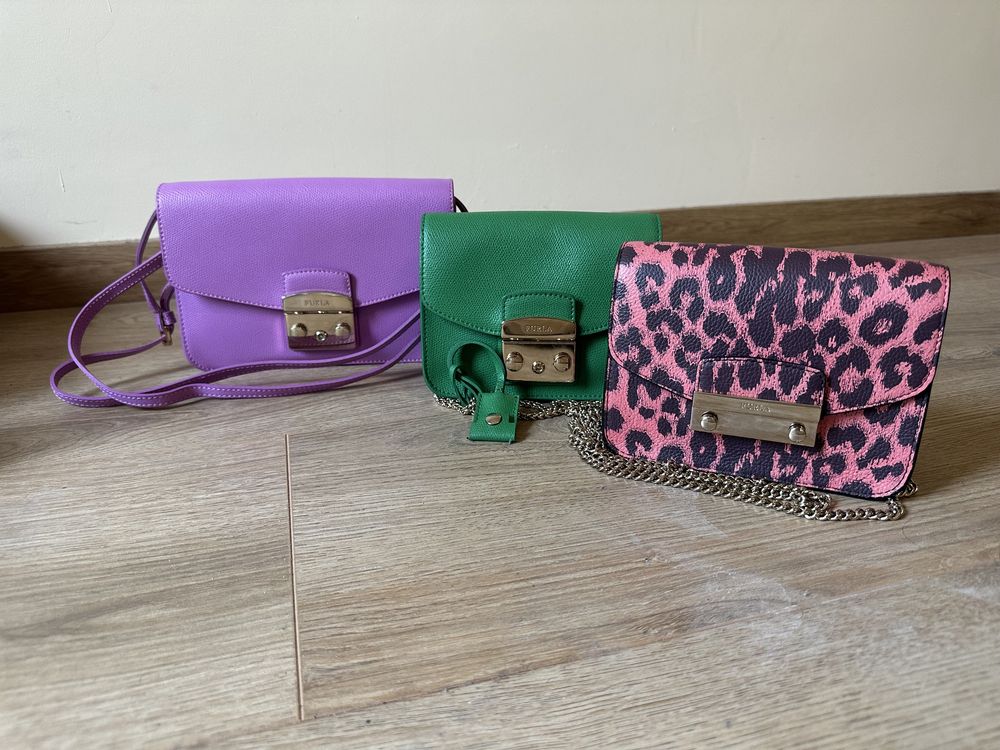 Чанти Фурла Чанта Furla Като Нова Естествена Кожа Страхотен Цвят
