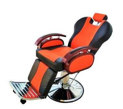 Бръснарски стол Аполо- бърза доставка - черен и черно с оранжево