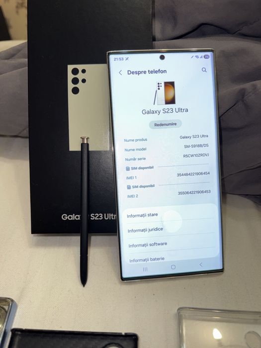 Vand Samsung Galaxy S 23 Ultra 512 GB impecabil cu huse