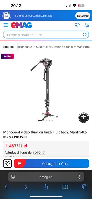 Monopied video fluid cu baza Fluidtech, Manfrotto MVMXPRO500