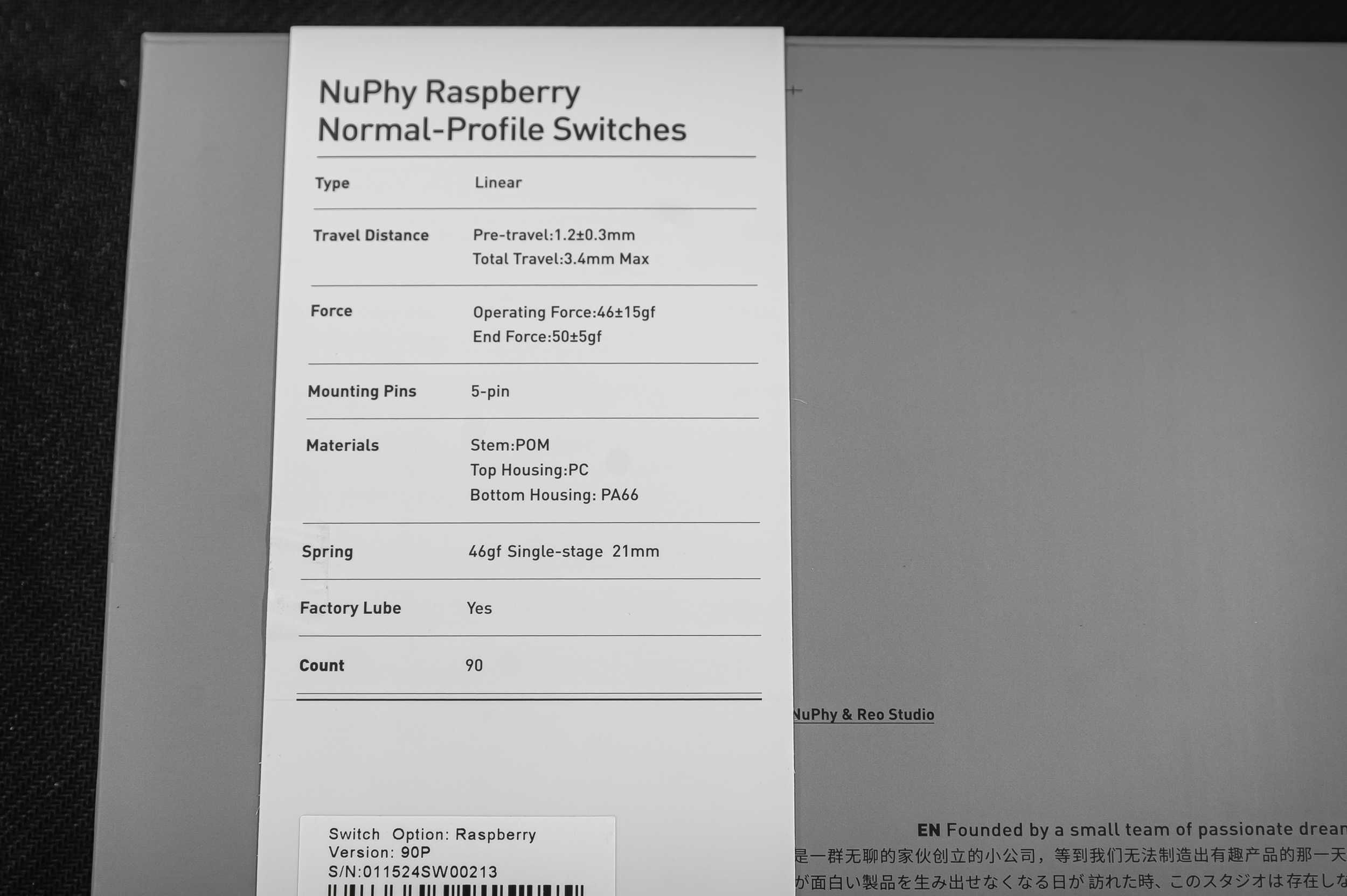 Свитчи NuPhy Raspberry, линейные, 90 шт., НОВИНКА!