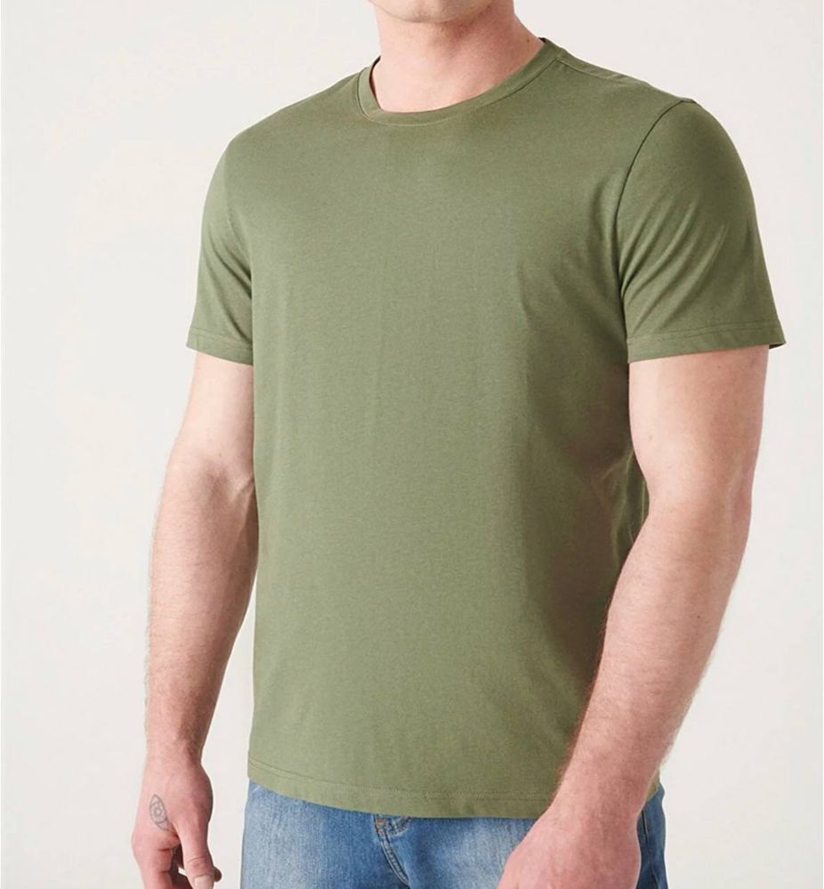 AVVA Мужская футболка цвета хаки с круглым вырезом