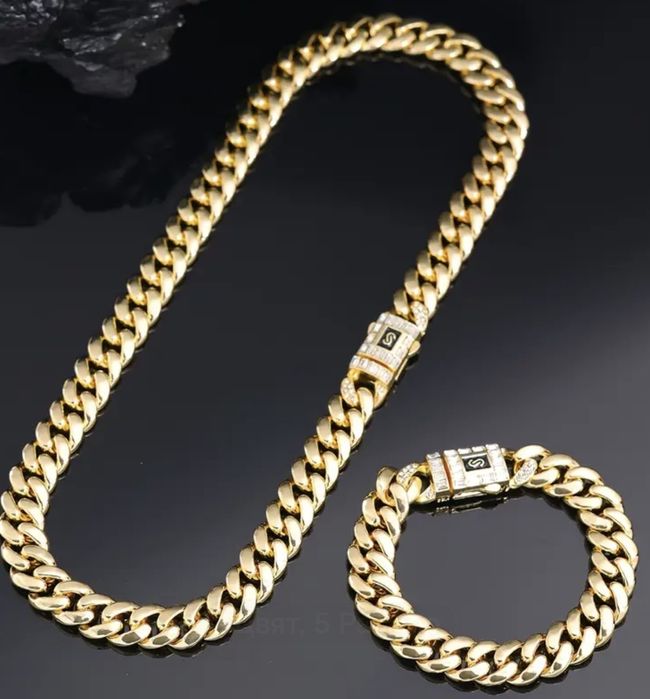 Комплект златен ланец и гривна изработени от медицинско злато