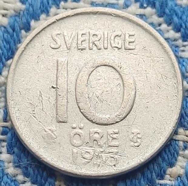 Серебряная монета 10 эре Швеции 1953года