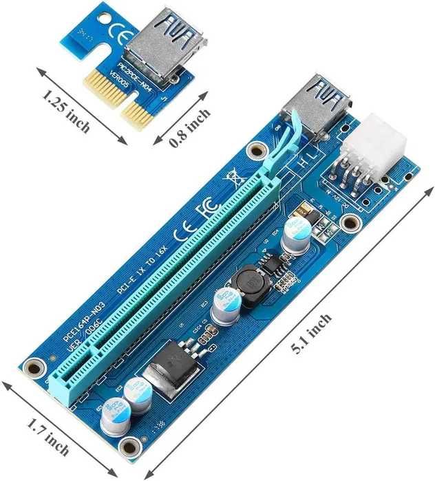 Dr.meter PCIe Riser – Надёжные райзеры 16x→1x с питанием и кабелями