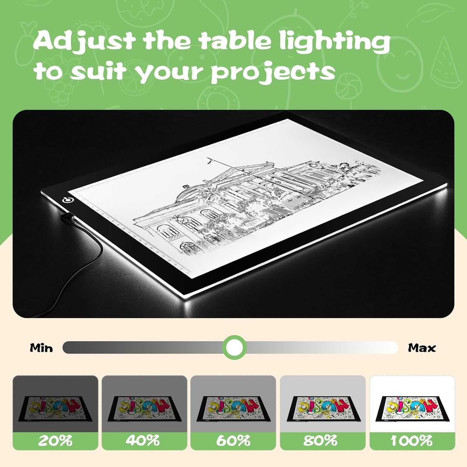 RTjoy A4 LED Light Tracing Pad,регулируема светлинна USB дъска за деца