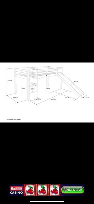 Pat din lemn cu tobogan