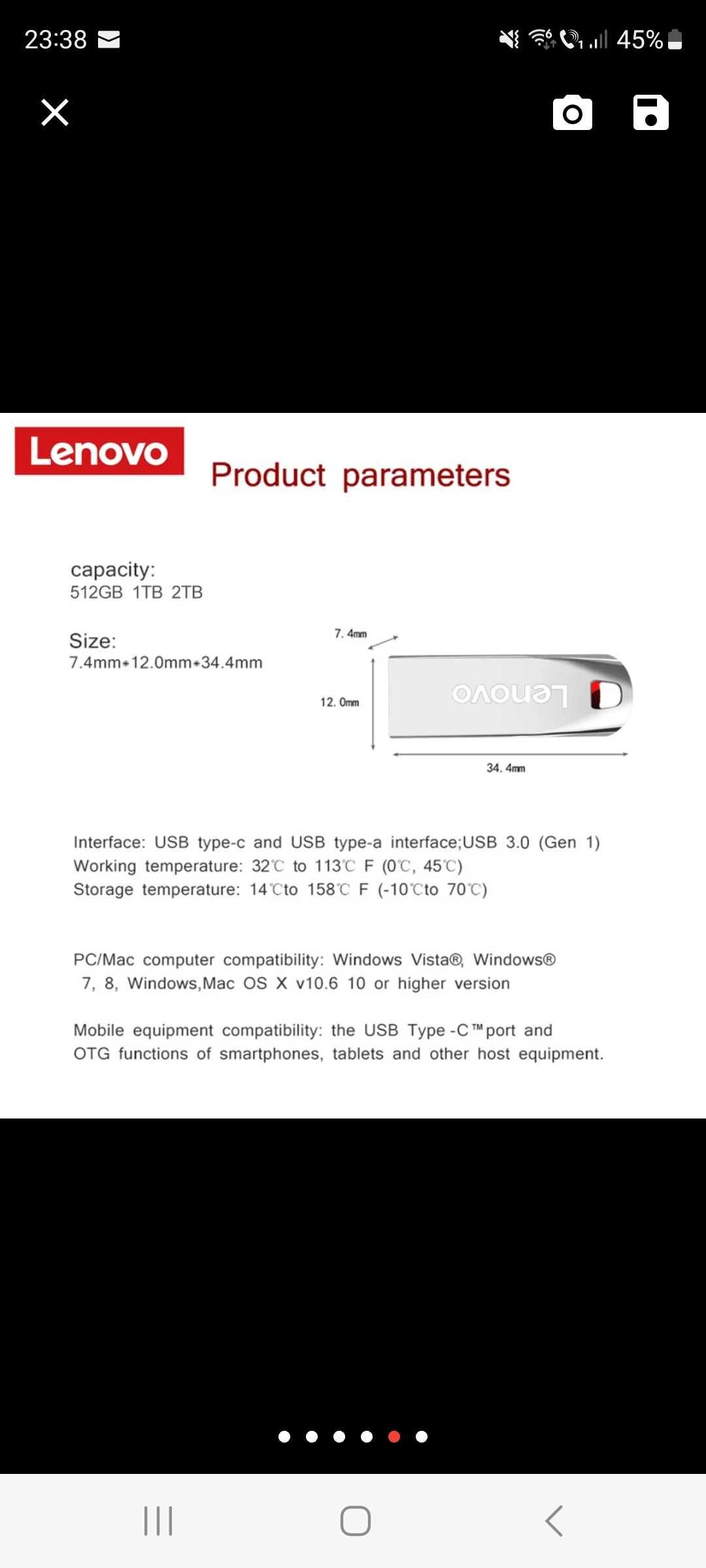 Stick Memorie USB 3.0 Lenovo 2tb Terra biti (2000Gb) usb flash drive