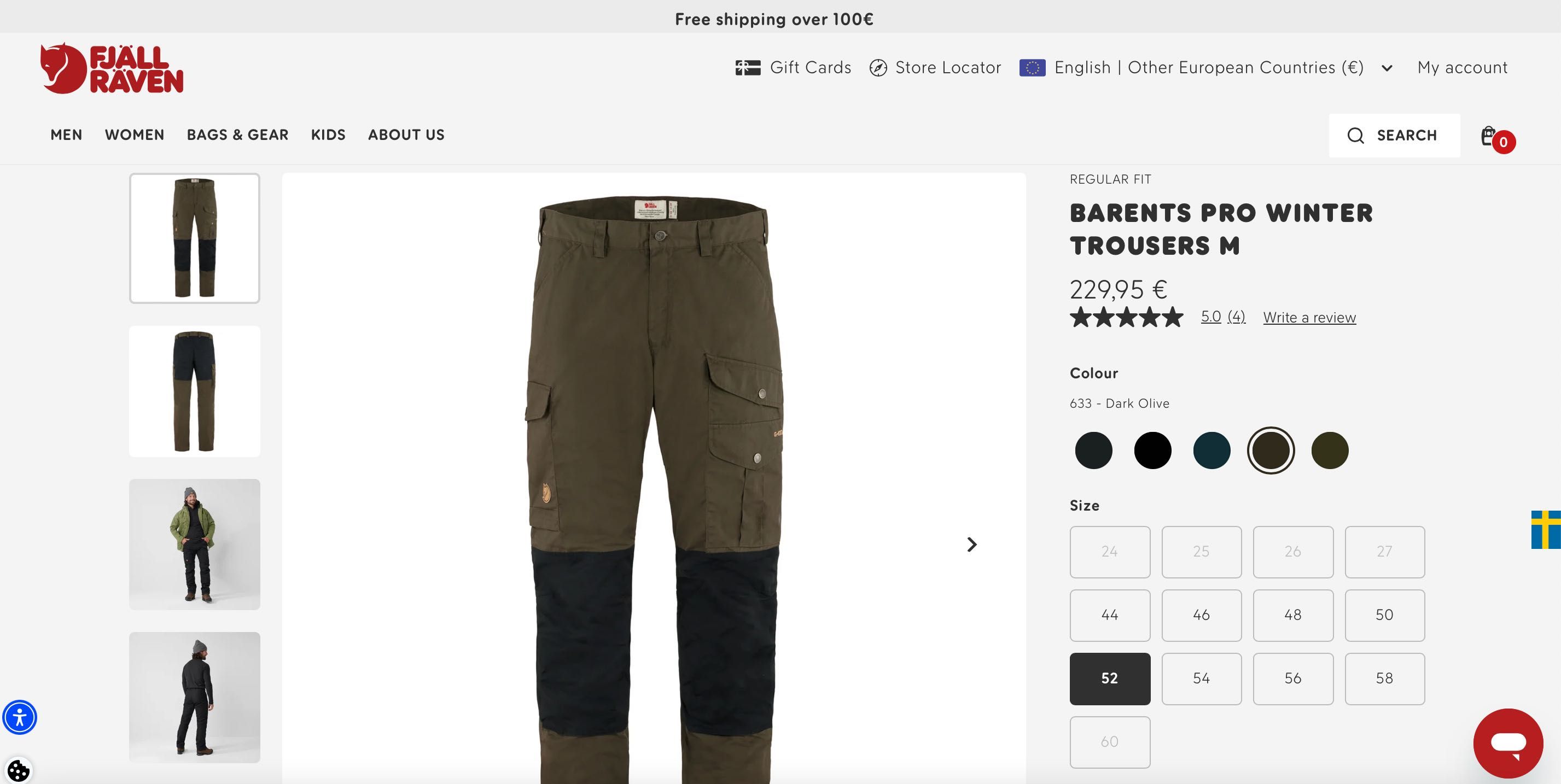 Pantaloni Fjallraven Barents Pro Winter Trousers M marimea 52