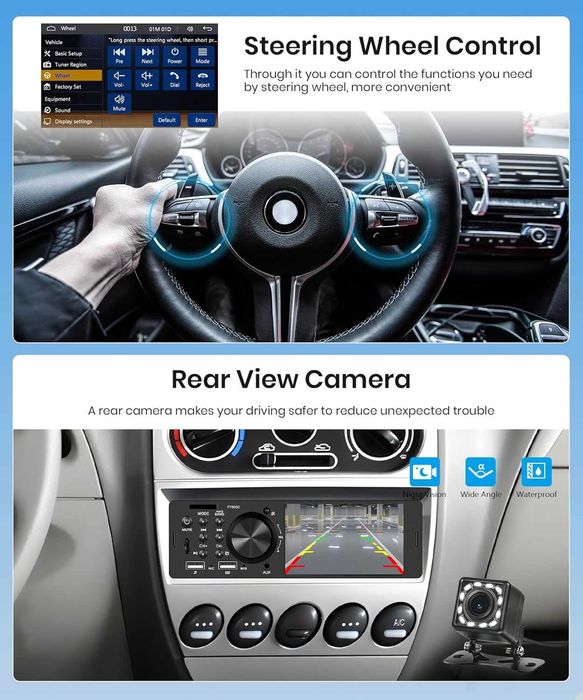 Еднодиново автомобилно стерео Carplay/Android 4-инчов сензорен екран