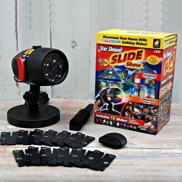 Декоративен проектор Star Shower Slide, 2 бр. стойки, 12 бр. фигури