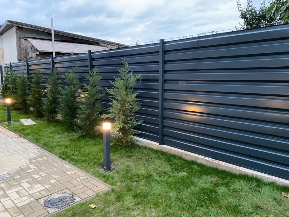 Tablă Cutată Fațadă Gard Gri Antracit 0,5mm 4m 5m 6m stâlpi accesorii