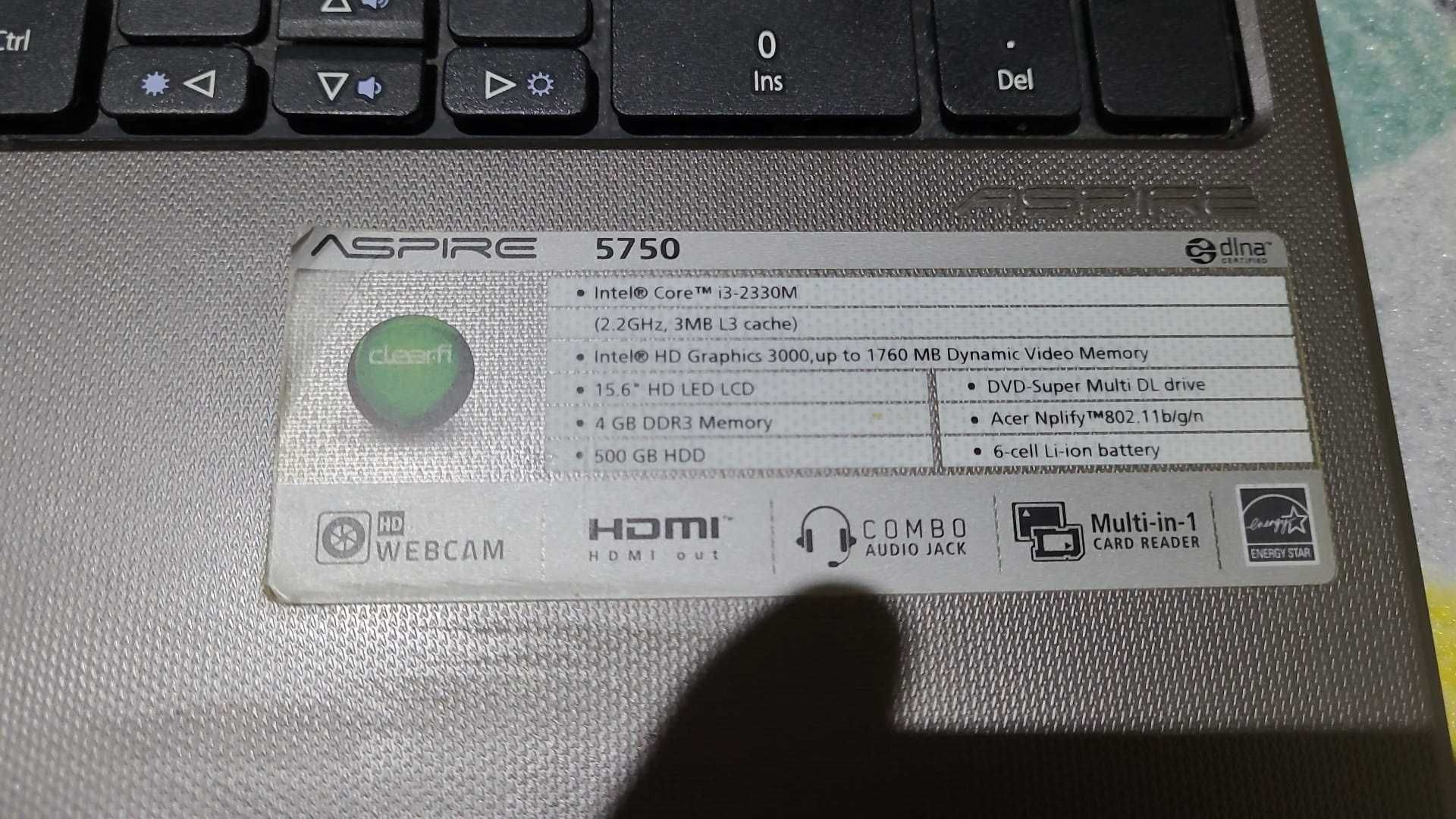 dezmembrez laptop acer aspire 5750 , i3 2330m , tastatura defecta