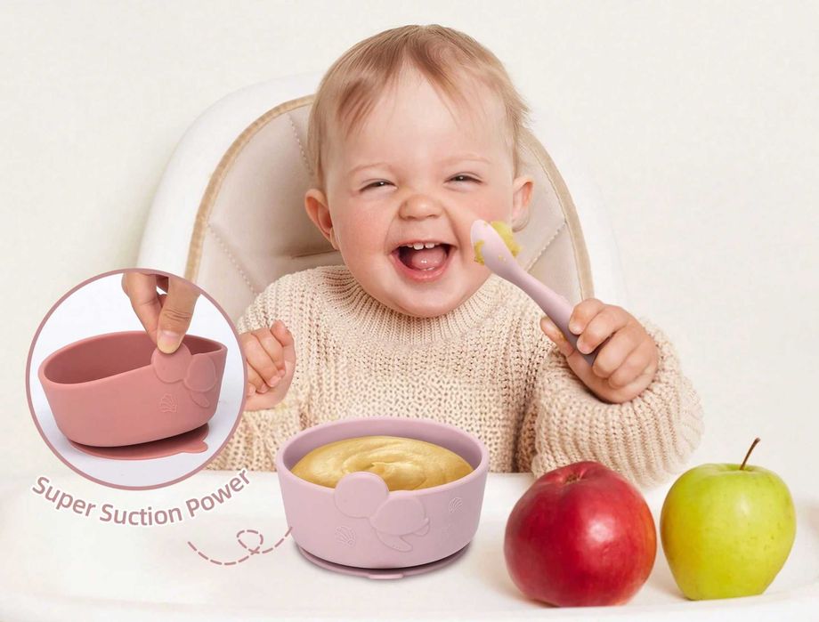 Boluri din silicon pentru bebeluși cu ventuză Premium
