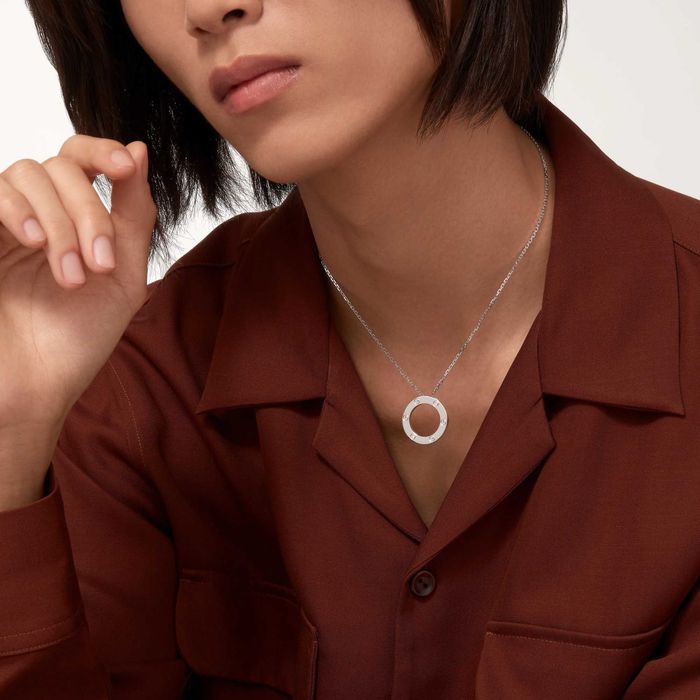 CARTIER Love White Gold Large Pendant Дамскo Колие