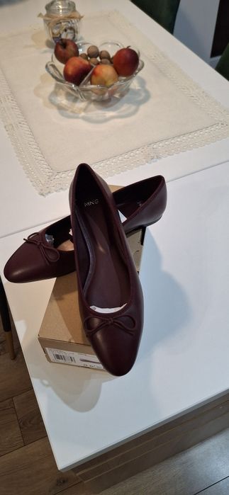 Balerini din piele naturala Mango